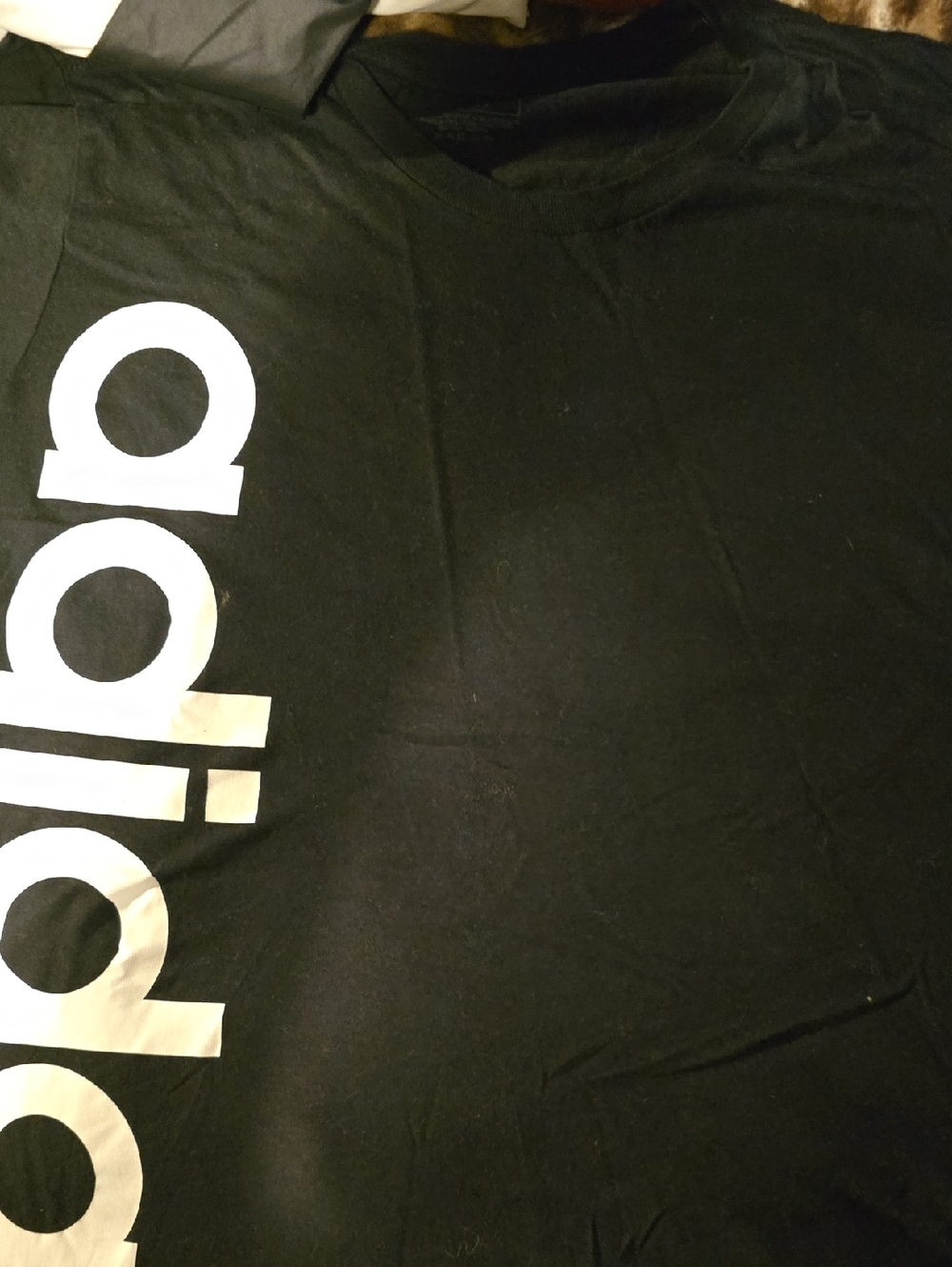 adidas Black Tee with Vertical White Wordmark